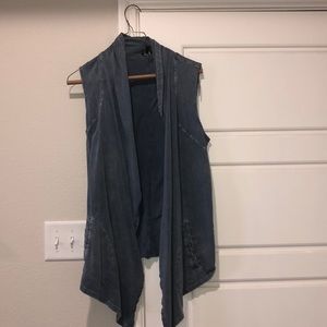 Denim style cardigan vest